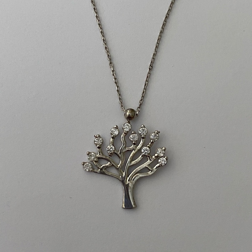 Tree 925 silver cubic zirconia stones necklace - Picture 4 of 4